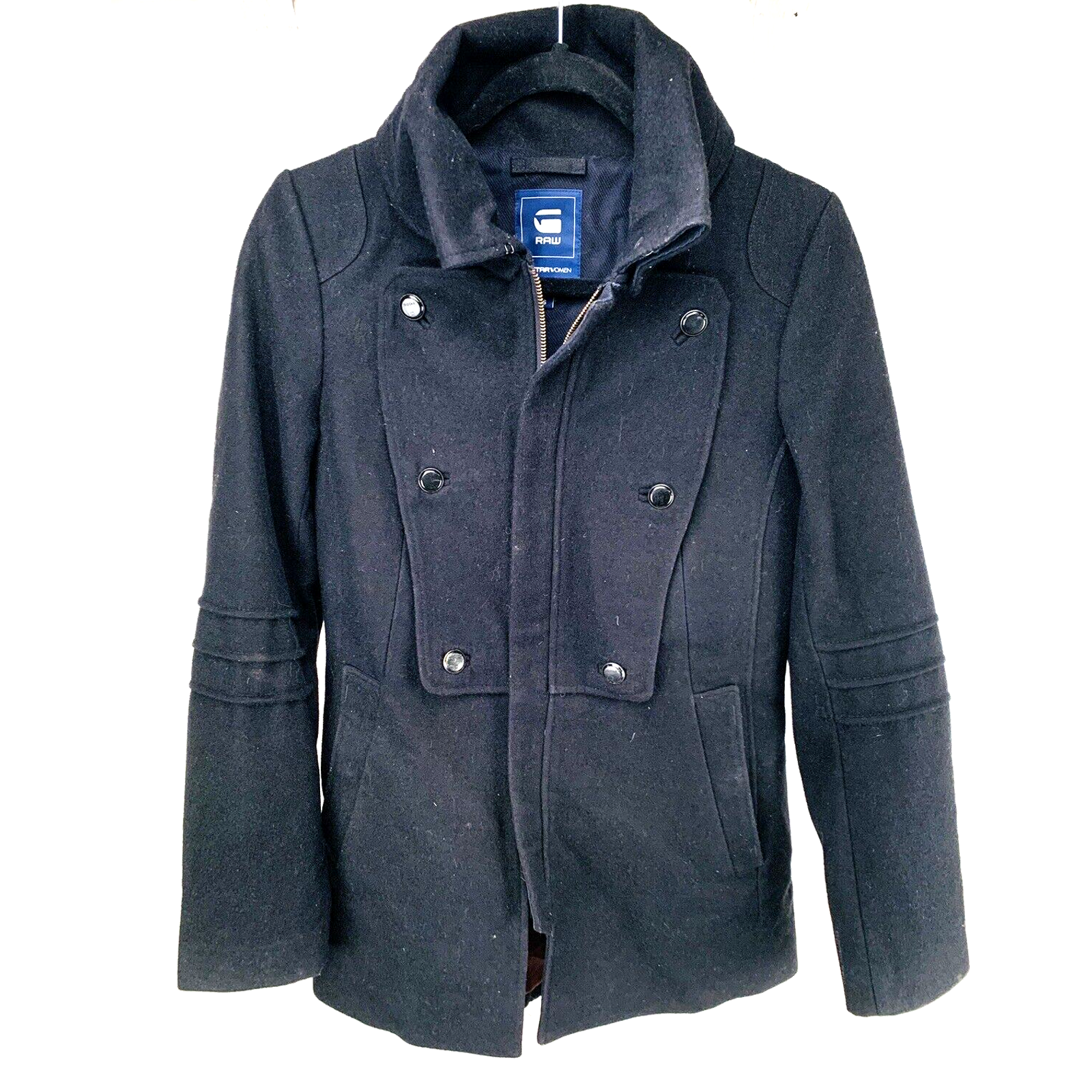 G Star Raw Coat Black Womens Size Small Wool Camden Jacket Vintage